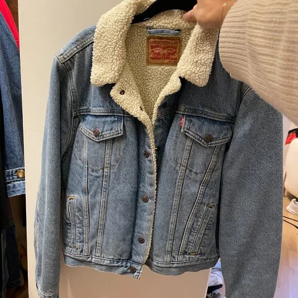 Levi's Denim Trucker Jacket Sherpa - Picture 2 of 8